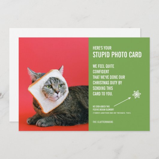 猫パンおもしろいマスクのクリスマスバカ写真カード シーズンカード