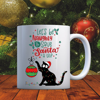 猫パーソナライズされたおもしろいいたずらクリスマス コーヒーマグカップ