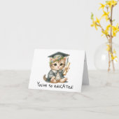 猫パーソナライズされたおもしろい卒業カード カード (黄色い花)