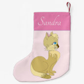 猫パーソナライズされたとのクリスマスストッキング スモールクリスマスストッキング (裏面)