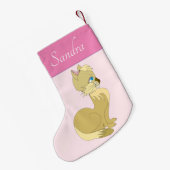 猫パーソナライズされたとのクリスマスストッキング スモールクリスマスストッキング (裏面 (吊り時))