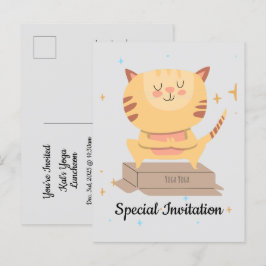 猫パーソナライズされたとヨガ好きのかわいいヨガ猫 インビテーションポストカード