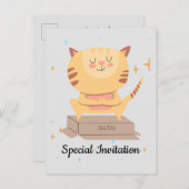 猫パーソナライズされたとヨガ好きのかわいいヨガ猫 インビテーションポストカード (正面/裏面)