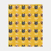 猫パーソナライズされたと犬の名前と写真、ペットイエロー フリースブランケット (正面)