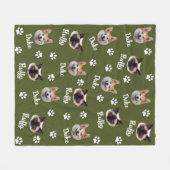 猫パーソナライズされたと犬の名前と写真、ペットグリーン フリースブランケット (正面(横))