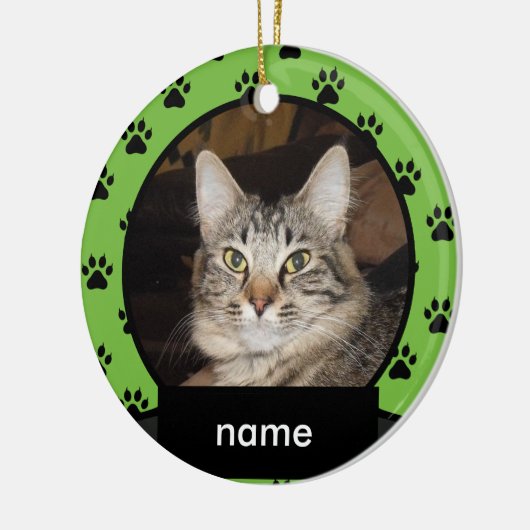 猫パーソナライズされたのクリスマス飾り セラミックオーナメント (左)