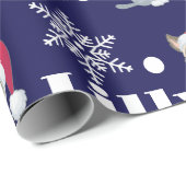 猫パーソナライズされたの名前クリスマス ラッピングペーパー (ロールコーナー)