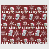 猫パーソナライズされたの名前クリスマス ラッピングペーパー (フラット)