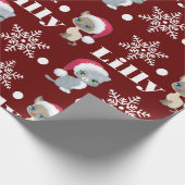 猫パーソナライズされたの名前クリスマス ラッピングペーパー (角)
