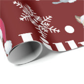 猫パーソナライズされたの名前クリスマス ラッピングペーパー (ロールコーナー)