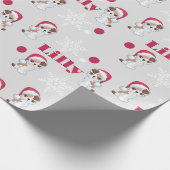 猫パーソナライズされたの名前クリスマス ラッピングペーパー (角)
