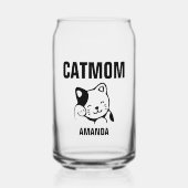 猫パーソナライズされたの母の名前 ガラス缶 (正面)