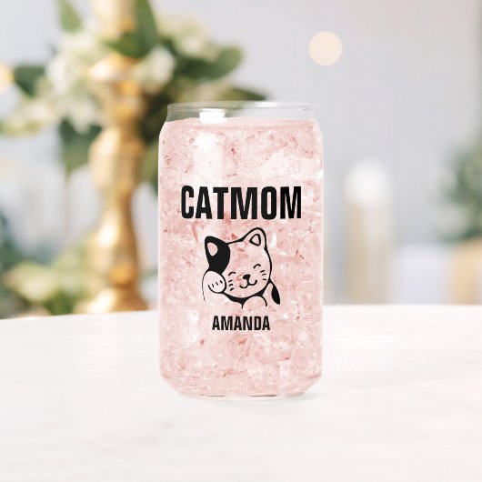 猫パーソナライズされたの母の名前 ガラス缶 (インサイチュ (ウェディング))