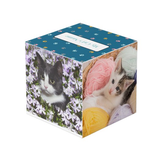 猫パーソナライズされたや犬のペットの形見 フォトキューブ (裏面アングル)