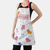 猫パーソナライズされたよくはしゃぐの水玉模様 エプロン (インサイチュ)