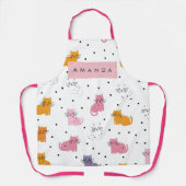 猫パーソナライズされたよくはしゃぐの水玉模様 エプロン (正面)