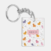 猫パーソナライズされたよくはしゃぐの水玉模様 キーホルダー (正面左)