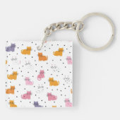 猫パーソナライズされたよくはしゃぐの水玉模様 キーホルダー (裏面)