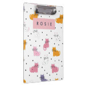 猫パーソナライズされたよくはしゃぐの水玉模様 クリップボード (右)