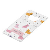 猫パーソナライズされたよくはしゃぐの水玉模様 クレジットカード栓抜き (正面アングル)