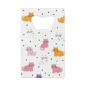 猫パーソナライズされたよくはしゃぐの水玉模様 クレジットカード栓抜き (裏面)