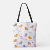 猫パーソナライズされたよくはしゃぐの水玉模様 トートバッグ (裏面)