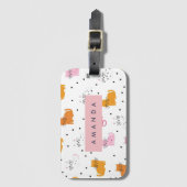 猫パーソナライズされたよくはしゃぐの水玉模様 ラゲッジタグ (正面縦)