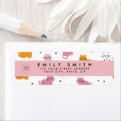 猫パーソナライズされたよくはしゃぐの水玉模様 ラベル (インサイチュ)