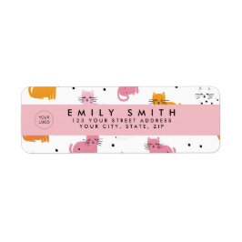 猫パーソナライズされたよくはしゃぐの水玉模様 ラベル