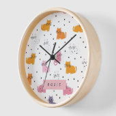 猫パーソナライズされたよくはしゃぐの水玉模様 壁時計 (傾斜)