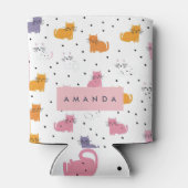 猫パーソナライズされたよくはしゃぐの水玉模様 缶クーラー (裏面)