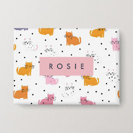 猫パーソナライズされたよくはしゃぐの水玉模様 缶バッジ