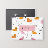 猫パーソナライズされたよくはしゃぐの水玉模様 缶バッジ (正面/裏面)