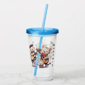 猫パーソナライズされたを歌う アクリルタンブラー (裏面)