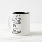 猫パーソナライズされたパパ、猫の名前 ツートーンマグカップ (正面左)