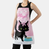 猫パーソナライズされたピンクと白のガーリー子猫 エプロン (インサイチュ)
