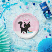 猫パーソナライズされたピンクと白のガーリー子猫 ペーパープレート (パーティー)