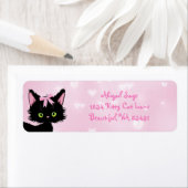 猫パーソナライズされたピンクと白のガーリー子猫 ラベル (インサイチュ)