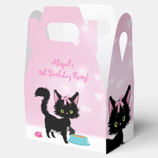 猫パーソナライズされたピンクと白の子猫誕生日 フェイバーボックス (オープン)