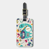 猫パーソナライズされたフォーク美術装飾鳥花 ラゲッジタグ (正面縦)