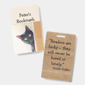 猫パーソナライズされたモチーフのブックマークと引用文 バッジ (正面＆裏面)