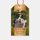 猫パーソナライズされた写真ハッピーホリデー ギフトタグ (正面)