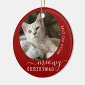 猫パーソナライズされた写真メオウィクリスマスユニーク セラミックオーナメント (左)