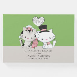 猫パーソナライズされた夫婦の新郎新婦結婚 ゲストブック