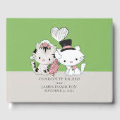 猫パーソナライズされた夫婦の新郎新婦結婚 ゲストブック (正面)