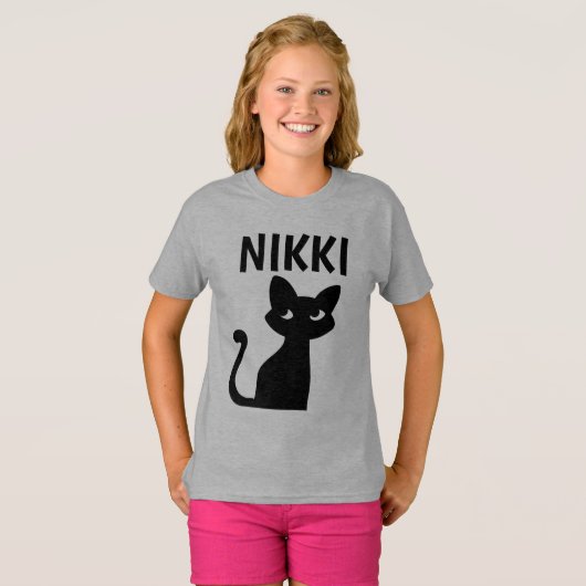 猫パーソナライズされた女カスタムの子Tシャツ Tシャツ (正面フル)