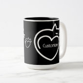 猫パーソナライズされた愛の白のロゴ ツートーンマグカップ (正面右)