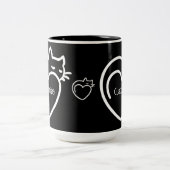 猫パーソナライズされた愛の白のロゴ ツートーンマグカップ (中央)