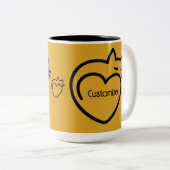 猫パーソナライズされた愛ブラックロゴ ツートーンマグカップ (正面右)