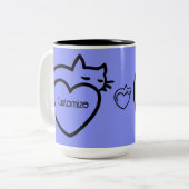 猫パーソナライズされた愛ブラックロゴ ツートーンマグカップ (正面左)